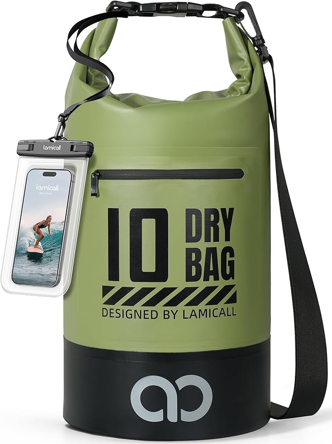 Lamicall Dry Bag, Waterproof Bag - [Durable & Floating] 5L/10L/20L/30L/40L Roll Top Drybag with Water Proof Phone Pouch for Travel Swimming Boating Kayaking Paddle Board Camping Beach Accessories