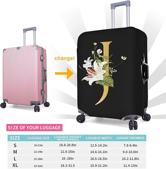 Decorative J Suitcase Protectors Elastic Washable Luggage Covers With Concealed Zippers For 18-32 Inch Luggage (Size Xl: Fits 29-32 Inch)