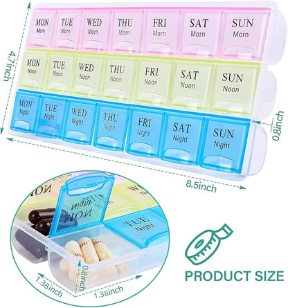 Large Weekly Pill Organizer 3 Times A Day, Moisture-Proof 7 Day Pill Box, Travel Pill Cases Portable for Pills Vitamin Fish Oil Supplements,Medicine Cases