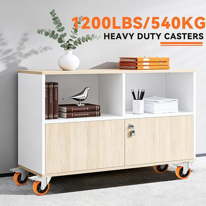 W B D WEIBIDA 4 Inch Swivel Casters with Brake Set of 4 Heavy Duty of 1200 lbs, Safety Dual Locking Plate Castors, No Noise Wheels for Furniture, Workbench and Carts(Nuts & Bolts & 2 Spanners)