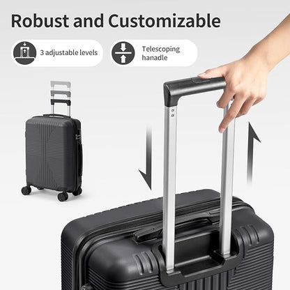 Karl home Luggage Sets 4 Piece, PP Hard Case Suitcase Set with Built-in Lock Spinner Wheels, Lightweight Durable Carry on Luggage for Business Travel - Dark Grey (16/20/24/28")