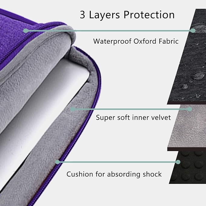 Voova Laptop Sleeve Case 15.6 Inch Compatible with MacBook Air 15 M2/M3/M4, MacBook Pro 15/16, 15-16" Hp Lenovo Dell Acer Asus, 2 in 1 Waterproof Computer Bag with Detachable Accessory Pouch, Purple