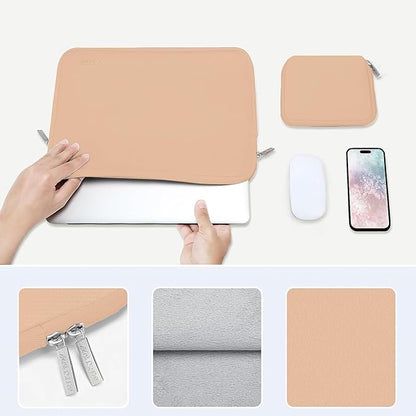 MOSISO Laptop Case 13.3 inch, 13-13.3 inch Laptop Sleeve Bag Compatible with MacBook Air/Pro 13/Pro 14 M5 M4 M3 M2 M1, HP Dell ASUS Lenovo, Neoprene Computer Sleeve Bag with Small Case, Peach Fuzz
