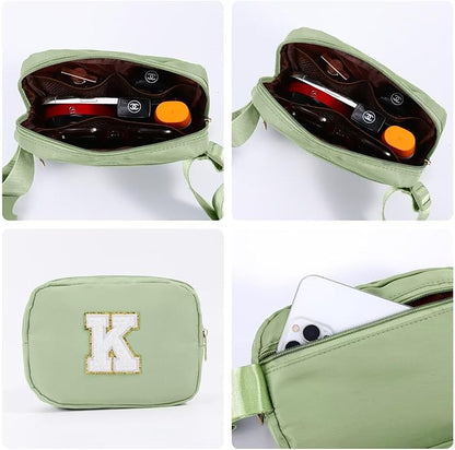 YOOLIFE Gifts for Girls - Crossbody Bag for Kids, Personalized Communion & Birthday Gifts, Green Initial Belt Bag