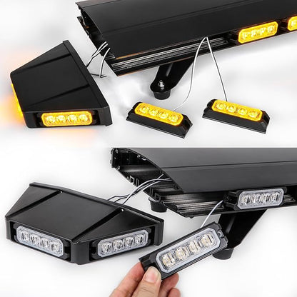 Upgraded 48" 104LED Extreme High Intensity Construction Emergency Warning Strobe Light Bar Rooftop Low Profile Law Enforcement Hazard Flashing For Tow Truck Vehicle (Amber/White)