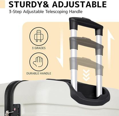 AnyZip Luggage PC ABS Hardside Lightweight Suitcase with 4 Universal Wheels TSA Lock Carry-On 20 Inch White
