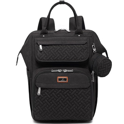 BabbleRoo Diaper Bag Backpack, Multifunction Nappy Changing Bag with Changing Pad, Stroller Straps & Pacifier Case, Unisex Stylish Travel Back Pack for Moms & Dads - Black
