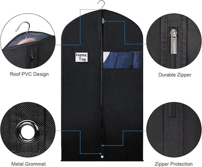 Syeeiex 40‘’ Suit Bag, Set of 16 Garment Bags for Hanging Clothes, Suit Covers Bags, Suit Bags for Closet Storage with Clear Window, Suitable for Suits, Shirts, Jackets, Sweaters, Winter Coat(Black)