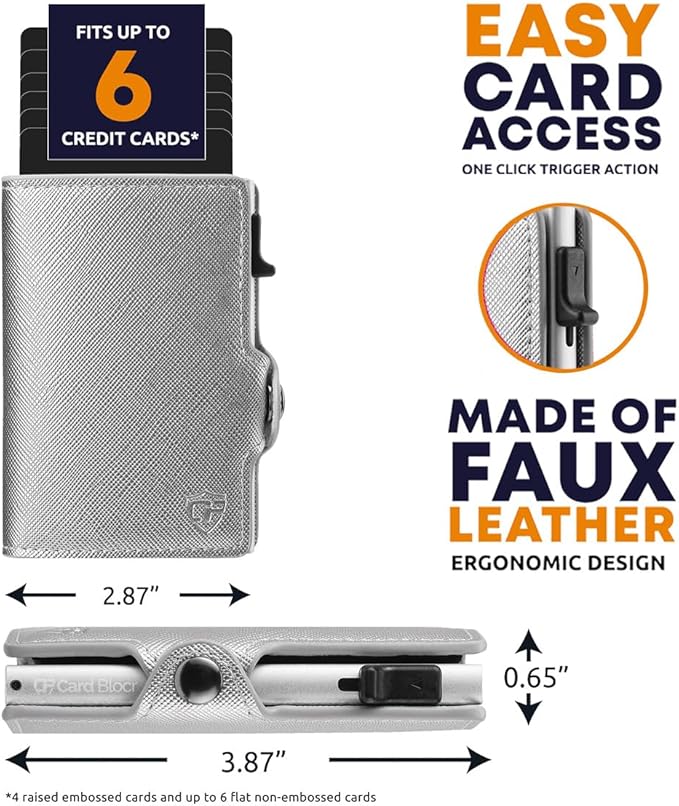 Conceal Plus Small RFID Wallet for Women, Slim Compact RFID Blocking Credit Card Holder Womens Wallet, Smart Pop Up Minimalist Card Case, Holds 4-6 Standard Cards Plus Cash & ID, Compact Travel Wallet