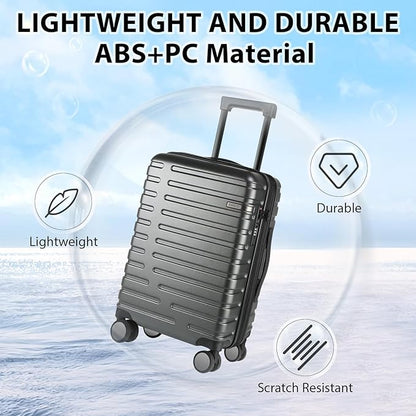 EMPSIGN Carry On Luggage with Spinner Wheels, Hard Shell Carry-On Expandable Suitcase 21x14x9 Airline Approved & Built-in TSA Lock, Durable Travel Rolling Suitcase, Carry-On 20-Inch, Dark Grey