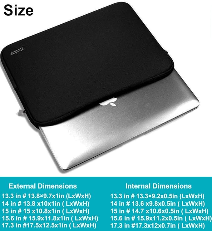Naukay Laptop Bag 15 Inch, Resistant Neoprene Laptop Sleeve/Notebook Computer Pocket Case/Tablet Briefcase Carrying Bag Compatible for 15.4 inch MacBook Pro, Ultrabook Notebook, (Black)