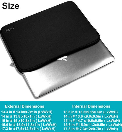 Naukay Laptop Bag 15 Inch, Resistant Neoprene Laptop Sleeve/Notebook Computer Pocket Case/Tablet Briefcase Carrying Bag Compatible for 15.4 inch MacBook Pro, Ultrabook Notebook, (Black)