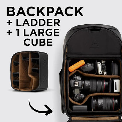 NOMATIC Peter Mckinnon Camera Pack 25L, Ladder, & Large Camera Cube - DSLR Camera Backpack for Men And Women, Extra Large Photography Bag, Travel Camera Backpack, Weekend Bag