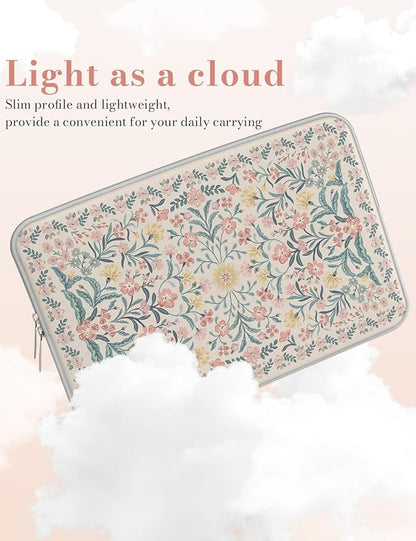 iCasso Laptop Sleeve 13 inch for MacBook Air 13-13.6 inch, Cute Laptop case for MacBook Pro 13 inch, Slim Protective Travel Carrying Case for MacBook Pro 14 inch, Chromebook, HP, Pink Boho Floral