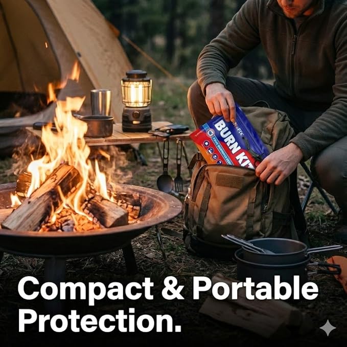 BurnFIX® Burn Kit First Aid Recommended by Doctors, Comprehensive 25pcs First Aid Kit Includes Burn Gel, Burn Dressing, Gloves, Scissors, Wipes for Quick Burn Relief - Sunburn, Electrical, Flame Burns