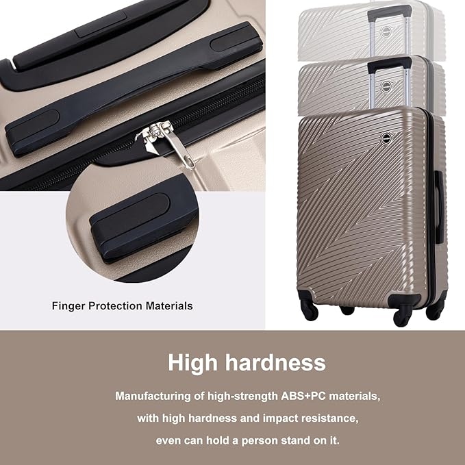 Travelhouse Luggage Sets, Expandable Hardside Suitcases 24in/28in, Carry on 20in,3 Piece Set Travel Luggages Clearance with Double Spinner Wheels TSA Lock Lightweight (GOLD)