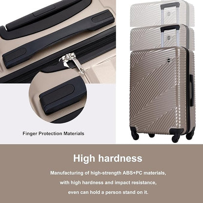 Travelhouse Luggage Sets, Expandable Hardside Suitcases 24in/28in, Carry on 20in,3 Piece Set Travel Luggages Clearance with Double Spinner Wheels TSA Lock Lightweight (GOLD)