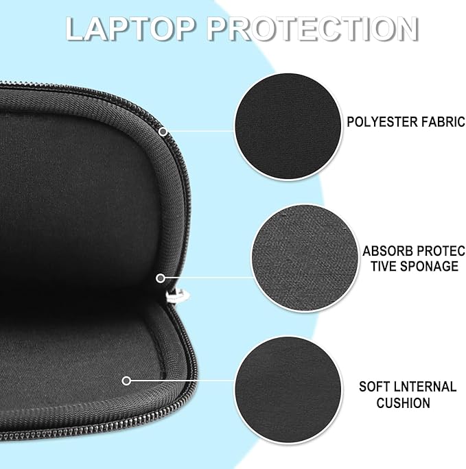 Laptop Case 15.6 inch, Shockproof Protective Laptop Cover Briefcase Carrying Computer Bag with Accessory Pocket, Portable Computer Sleeve Compatible with MacBook, HP, Dell, Lenovo, Asus, Black