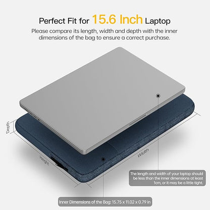 15.6 inch Laptop Sleeve Case for HP Envy X360/Pavilion 15, HP Victus 15.6", Lenovo IdeaPad 15, Dell Inspiron/Latitude 15, Acer Aspire 15, ASUS ZenBook, Water-Restistant 15.6 Computer Bag -Navy Blue