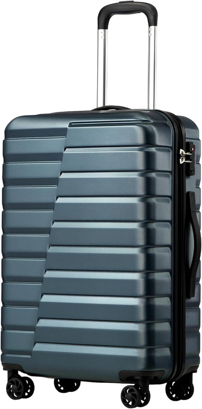 Coolife Carry On Luggage Airline Approved with Wheels Hard Shell Suitcase Spinner TSA Lock Telescopic Handle (20-inch-Teal blue)