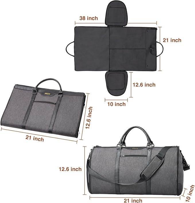 Carry On Garment bag, Garment Bag for Travel?Convertible Duffel Bag with Shoe Compartment, Perfect for Business Trips and Weekend Getaways(Grey)
