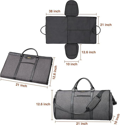 Carry On Garment bag, Garment Bag for Travel?Convertible Duffel Bag with Shoe Compartment, Perfect for Business Trips and Weekend Getaways(Grey)