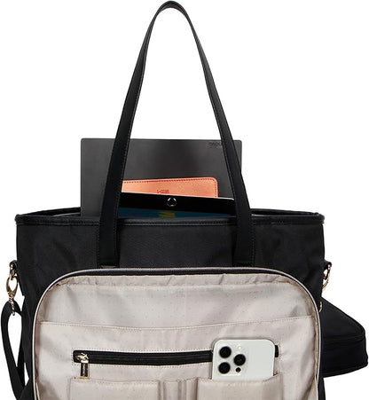 Kenneth Cole REACTION Madison Square Lightweight Hardside Chevron Expandable Spinner Luggage, Black, 2-Piece (20" Carry On + Tote)