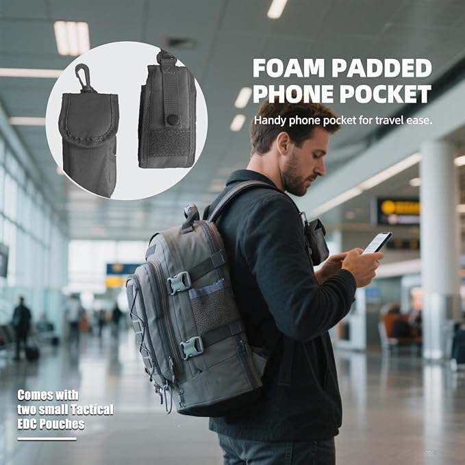 Tactical Backpack Military Army Daypack - Assault Pack for Men Molle Backpacks Bug Out Bag 3 Day Pack for Hiking Camping Travel Hunting Rucksack Trekking Grey