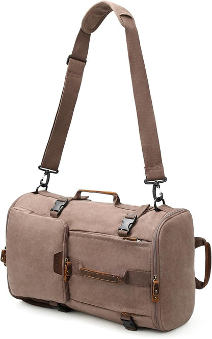 G-FAVOR 40L Travel Backpack, Vintage Canvas Rucksack Convertible Duffel Bag Carry On Backpack Fit for 17.3 Inch Laptop Bag
