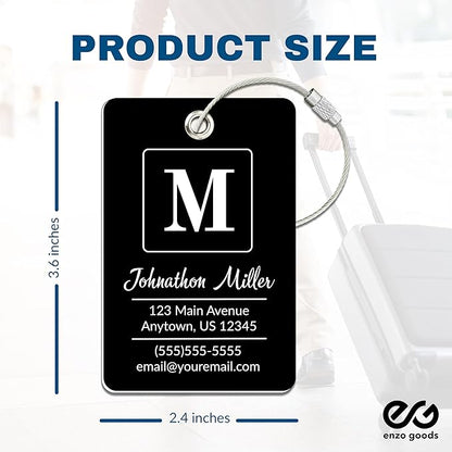 Personalized Luggage Tag | 2 Pack | Custom Luggage Tags for Suitcases | Kids Backpack Tag | 10 Color Options & Choose Font, Font Color