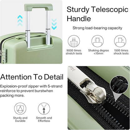 Hanke 28 Inch Luggage with Spinner Wheels Lightweight PC Hard Shell Suitcases, Large Checked Luggage with TSA Lock, Hardside Checked-Large 28" Rolling Suitcases for Travel(Bamboo Green)