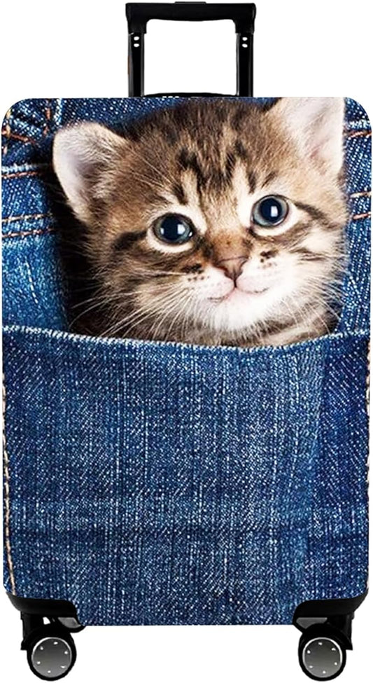 WUJIAONIAO Travel Luggage Cover Baggage Suitcase Cover Protector Skins 18-32 Inch (Cat B, M (for 22-24 inch luggage))