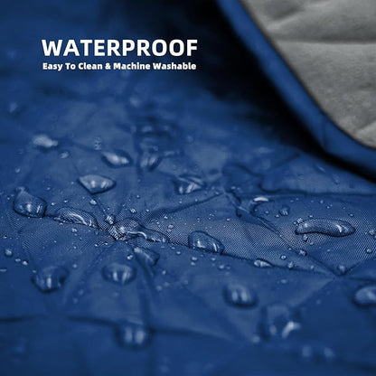 Outdoor Waterproof Blanket, Foldable Fleece Stadium Blanket for Outdoor Sports Event, Camping, Car, Pet, Picnics - Windproof, Wearable, Machine Washable 80" x 58" (Dark Blue)