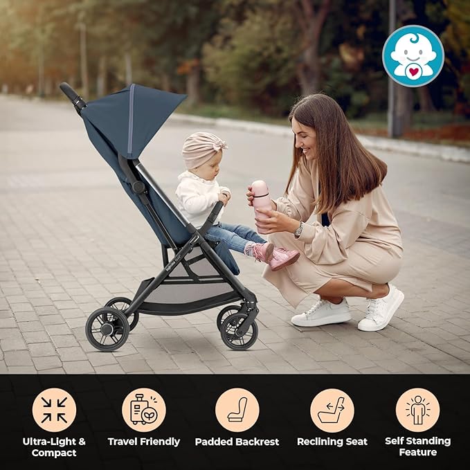 Inglesina Quid 3 Travel Stroller - Astral Blue | Lightweight Travel Stroller for Airplane, Umbrella Stroller for Baby & Toddler 0-55 lbs, Car Seat Compatible w/Carry Bag & Wheel Covers - Bundle Kit
