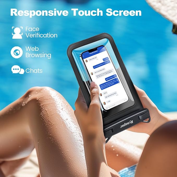 2 Pack Waterproof Phone Pouch - 10in Waterproof Phone Case with Lanyard, IPX8 Cell Phone Dry Bag Beach Cruise Ship Essentials for iPhone 17 16 15 Pro Max, Galaxy S25 S24 Ultra