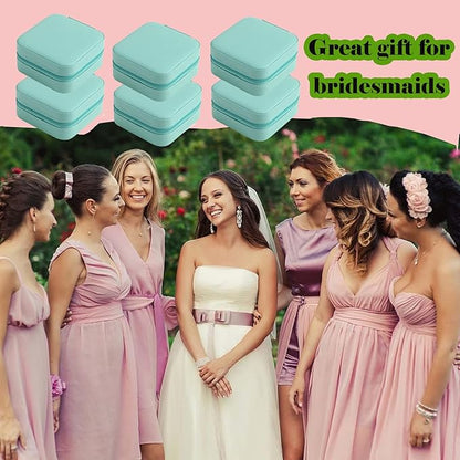 Travel Jewelry Case Bridesmaid Gifts Box,6 Pack Small Jewelry Box Mini Jewelry Organizer,PU Leather Portable Earring Storage Box for Women Girls Bridesmaid Proposal Gifts