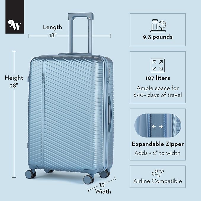 Nine West Zion 28 Inch Hardshell Spinner, Large Expandable Checked Luggage, Extra Capacity Suitcase for Extended Travel Lapis