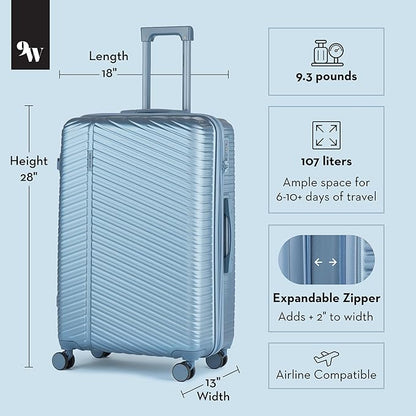 Nine West Zion 28 Inch Hardshell Spinner, Large Expandable Checked Luggage, Extra Capacity Suitcase for Extended Travel Lapis