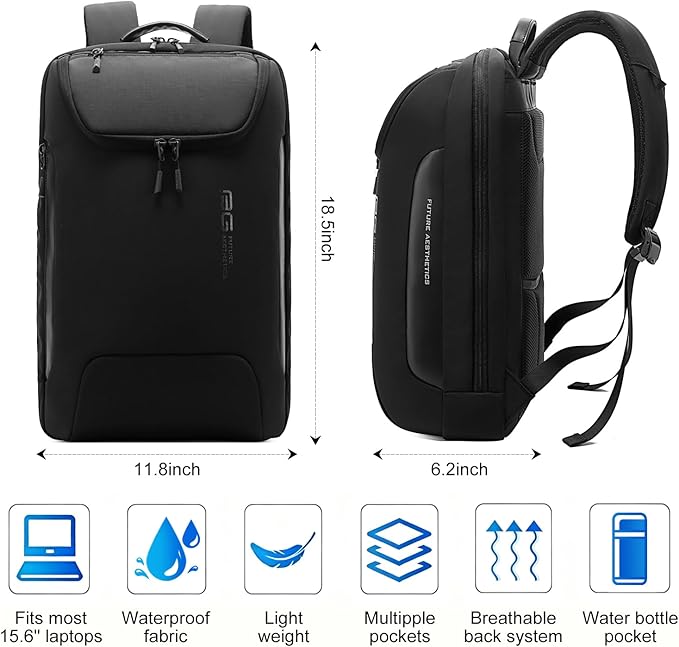 BANGE 15.6 Inch Laptop Backpack for Men and Women, Business Travel Backpack, Waterproof Lightweight Computer Bag for College, Office, Commuter & Outdoor Sports