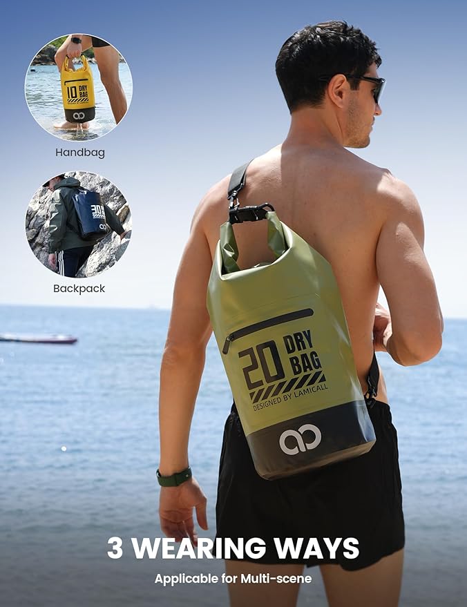 Lamicall Dry Bag Waterproof Backpack - [Durable & Floating] 5L/10L/20L/30L/40L Large Water Proof Bag with Waterproof Phone Case for Kayaking, River Rafting, Lake, Float Trip, Tubing Essentials