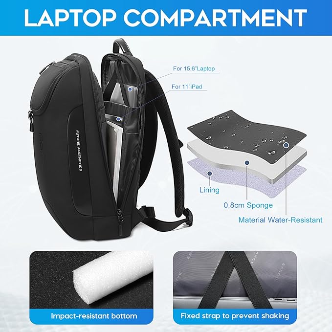 BANGE 15.6 Inch Laptop Backpack for Men and Women, Business Travel Backpack, Waterproof Lightweight Computer Bag for College, Office, Commuter & Outdoor Sports