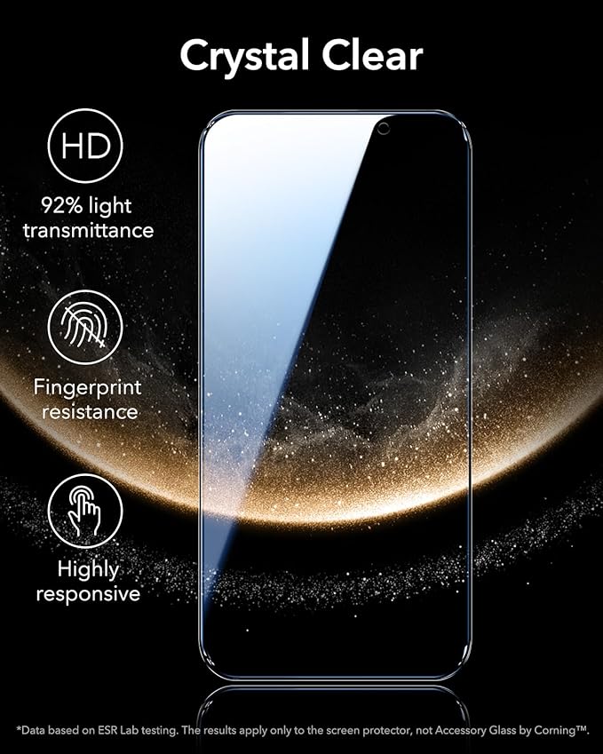ESR Accessory Glass by Corning™ 3 Pack 9H+ Glass for iPhone 16 Pro Max Privacy Screen Protector, Military Grade Shatterproof & Durable with UltraFit Tray