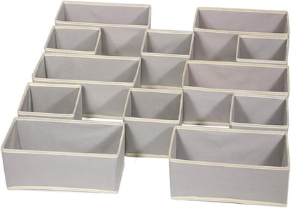 DIOMMELL Foldable Cloth Storage Box Closet Dresser Drawer Organizer Fabric Baskets Bins Containers Divider for Clothes Underwear Bras Socks Lingerie Clothing, Set of 12 Grey 066