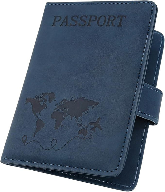 ILIYAH-Passport Cover-Passport Holder Travel Wallet-RFID Blocking Passport Case Travel Accessories Card Holder Wallet Unisex Travel Gifts(Navy)