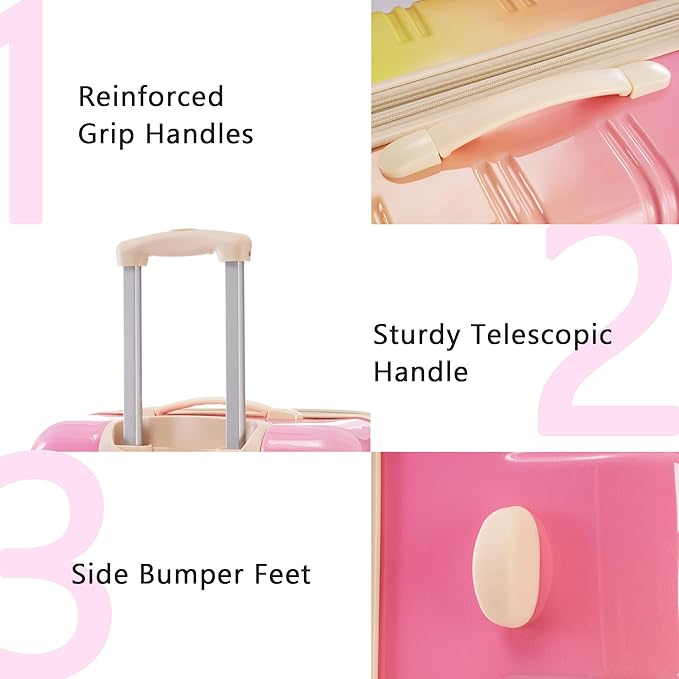 Merax Luggage Sets 3 Piece, Hardside Expandable Suitcase Set with Spinner Wheels, Lightweight Multicolor 20+24+28 IN Suitcase with Carry on Luggage, Gradient Pink