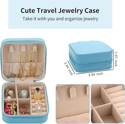 Bridesmaid Proposal Gifts Travel Jewelry Case Jewelry Travel Organizer Small Bachelorette party Jewelry Box Bridesmaid Gift Boxes Mini Storage Organizer Storage Box (8, black)