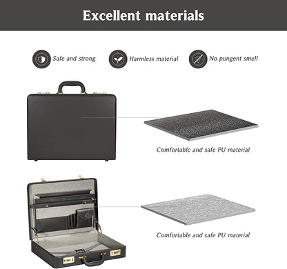 Briefcases for Men, Professional Leather Briefcase with Lock, Hard Shell Business Brief Case, Durable Executive Attache Case for Laptop Documents, Mens Hard Briefcase for Work Office Travel