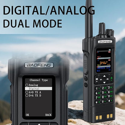 BAOFENG DM32 DMR Handheld Radio with USB-C Charging, GPS, 10W Long Range Walkie Talkie for Emergency Rescue & Outdoor Sports DM-32UV (1 Pack Black+Back Clip)