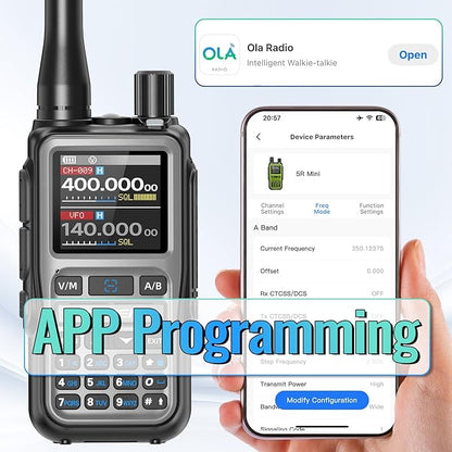 Baofeng UV-5R Mini Ham Radio Long Range Handheld Two Way Radio NOAA Weather Radio Dual PTT Rechargeable Walkie Talkies Longe Range APP Programming Copy Frequency 999CH USB-C Charging Survival Radio