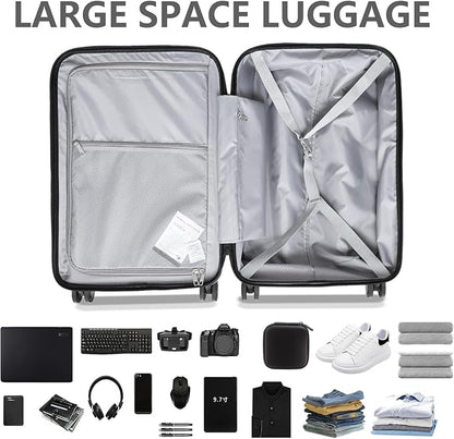 28 Inch Luggage with Spinner Wheels & TSA Lock, Expandable PC Hardside Large Checked Luggage with Top Opening, Durable Lightweight Rolling Suitcase, Green